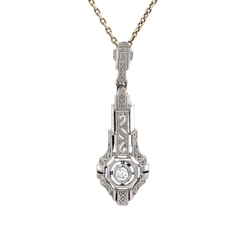 Vintage 14K Two Tone Gold Pendant with Diamond