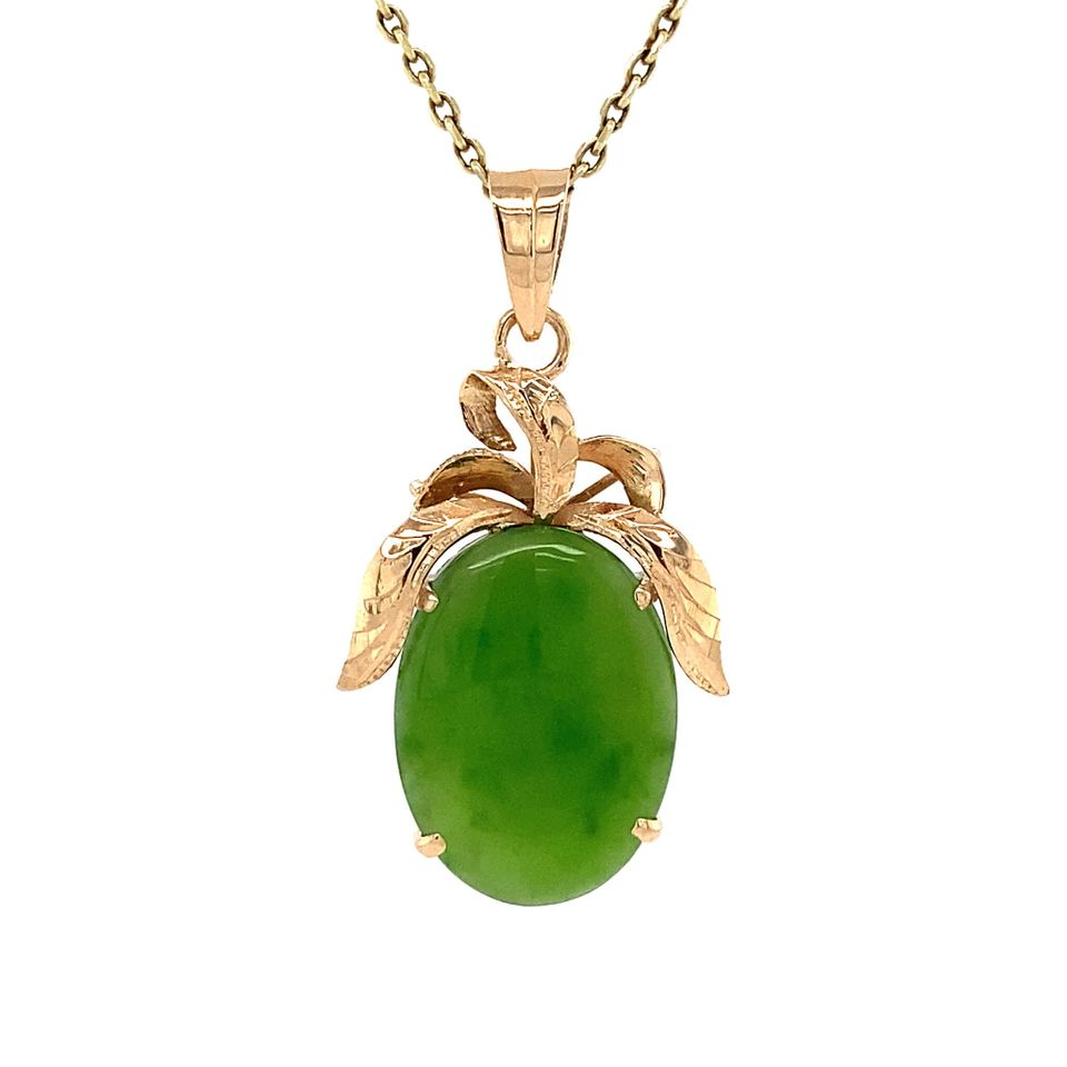 Vintage 14K Gold Pendant with Nephrite