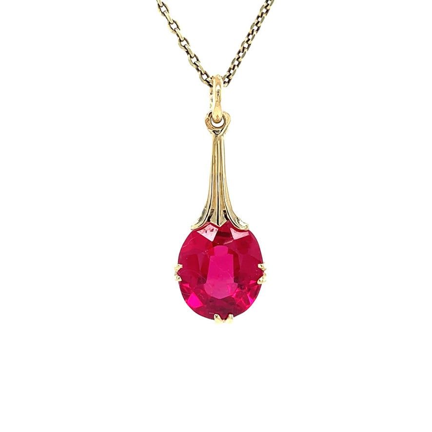 Vintage 14K Gold Pendant with Ruby