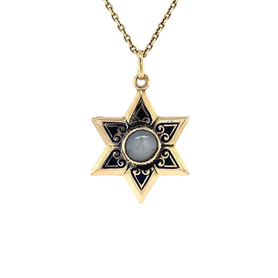 Vintage 14K Gold Star Pendant with Enamel and Melkopaal