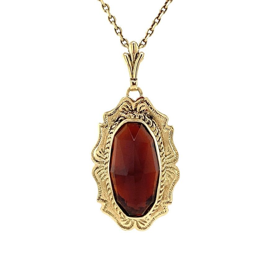Vintage 14K Gold Pendant with Garnet