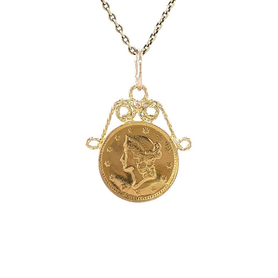 Vintage Coin 9K Gold Pendant