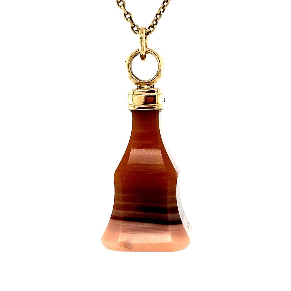 Vintage 14K Gold Pendant with Banded Agate