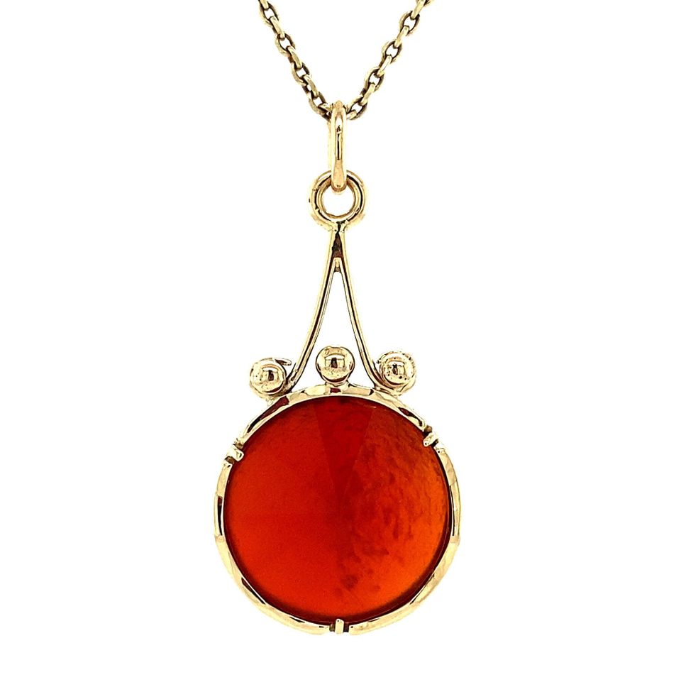 Vintage 12K Gold Pendant with Carnelian