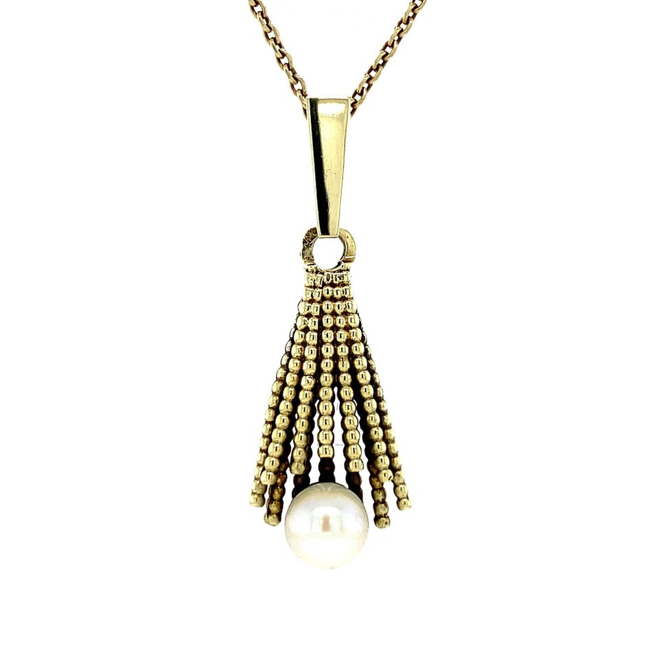 Vintage 14K Gold Pendant with Pearl