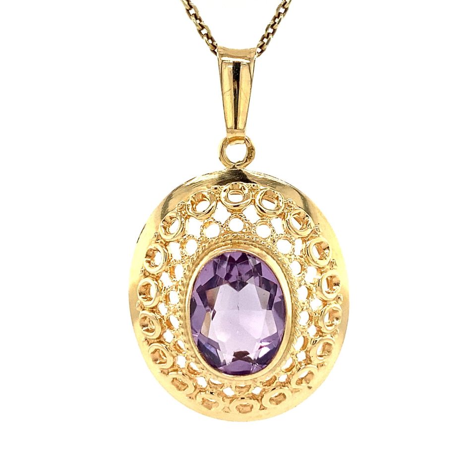 Vintage 14K Gold Pendant with Amethyst