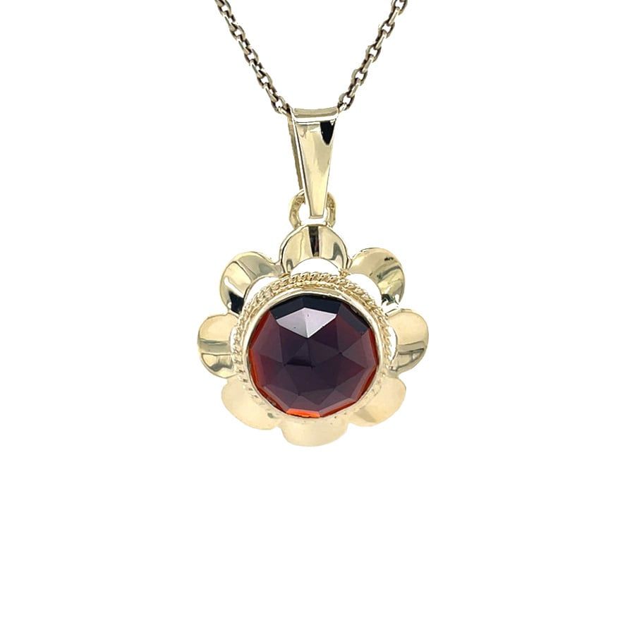 Vintage 14K Gold Pendant with Garnet