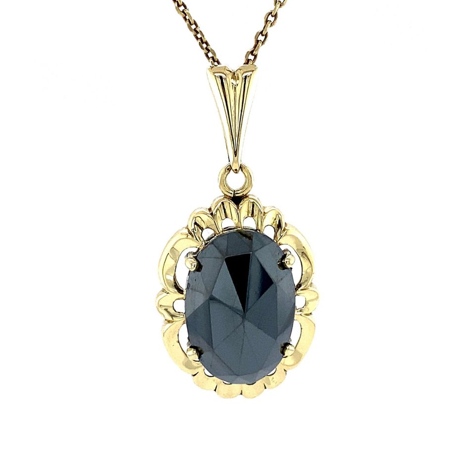Vintage 14K Gold Pendant with Hematite