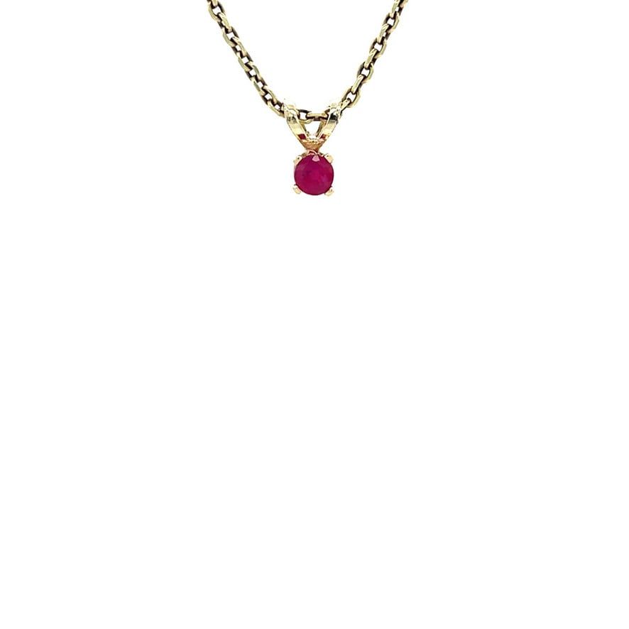 Vintage 14K Gold Solitaire Pendant with Ruby