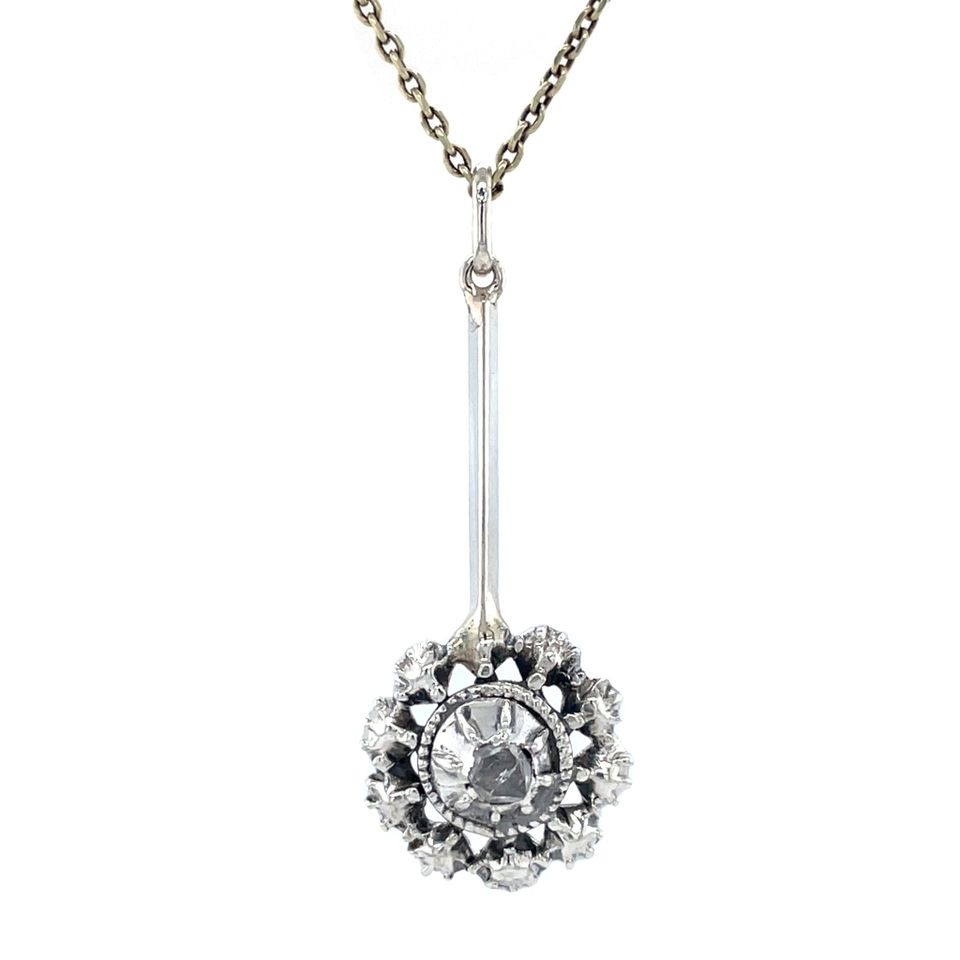 Vintage Sterling Silver Pendant with Rose Cut Diamond
