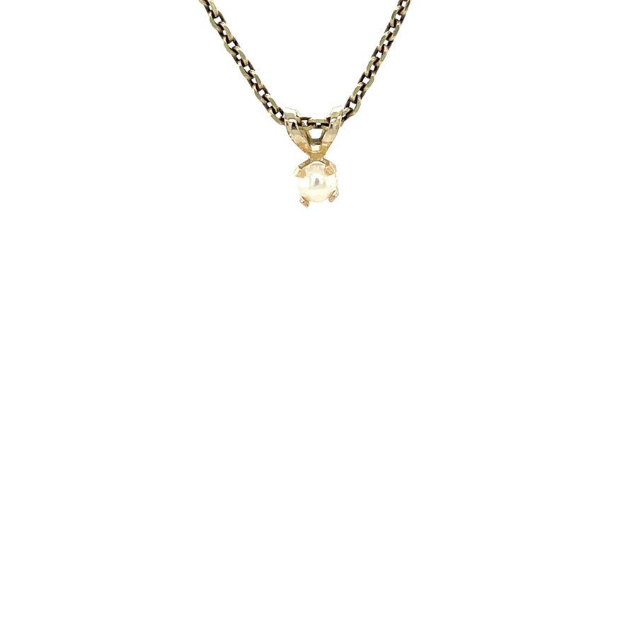 Vintage 14K Gold Solitaire Pendant with Pearl