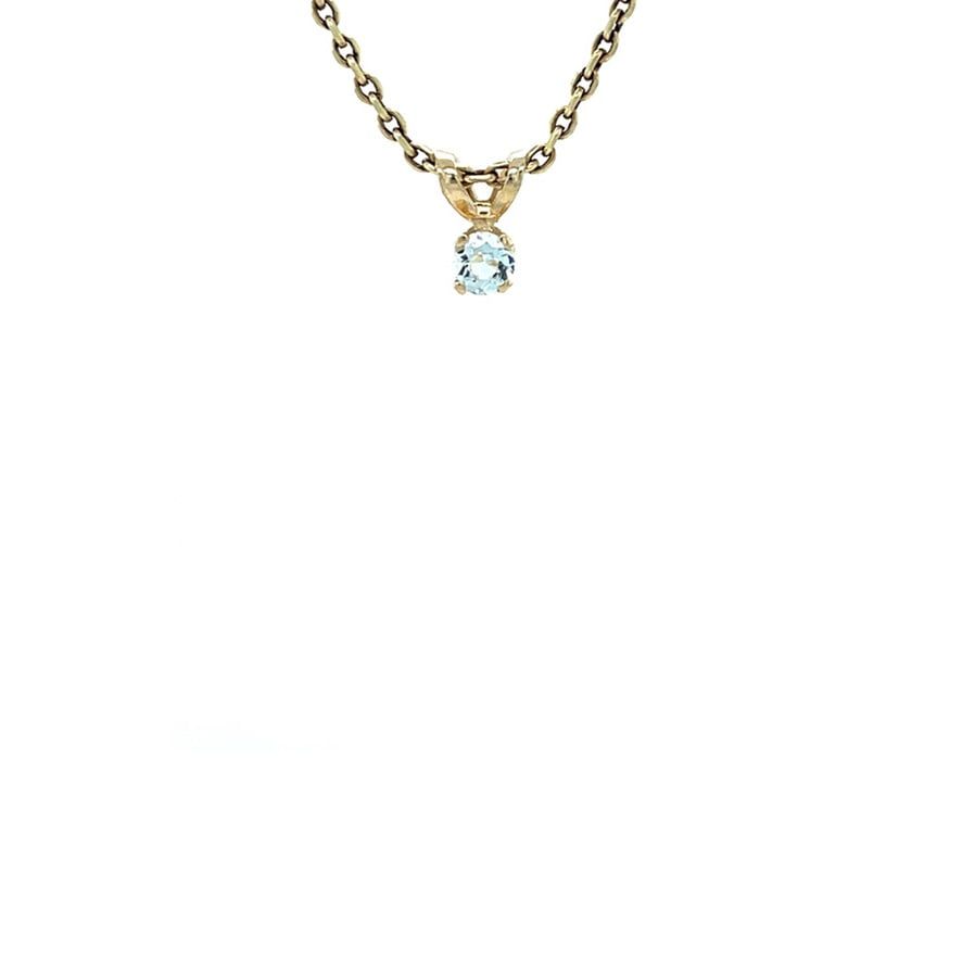 Vintage 14K Gold Solitaire Pendant with Aquamarine