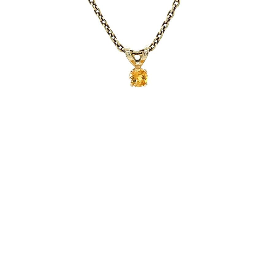 Vintage 14K Gold Solitaire Pendant with Citrine