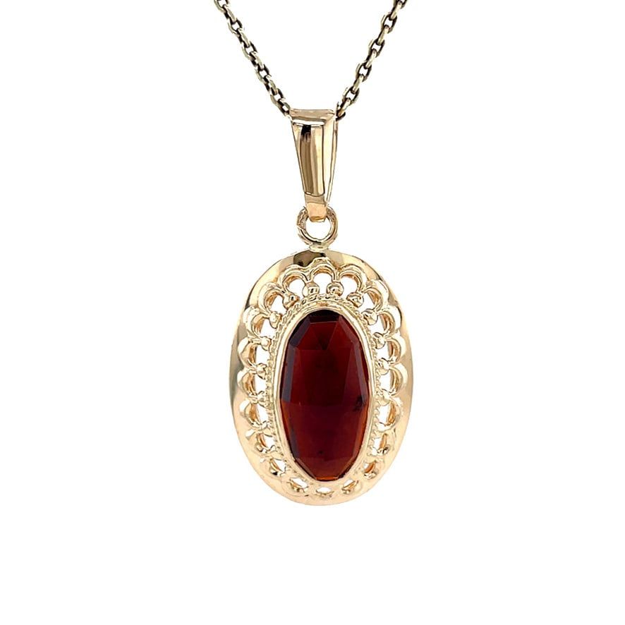 Vintage 14K Gold Pendant with Garnet