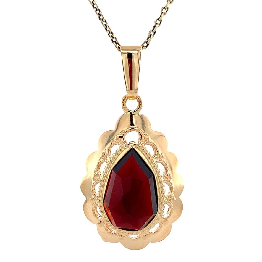 Vintage 14K Gold Pendant with Garnet