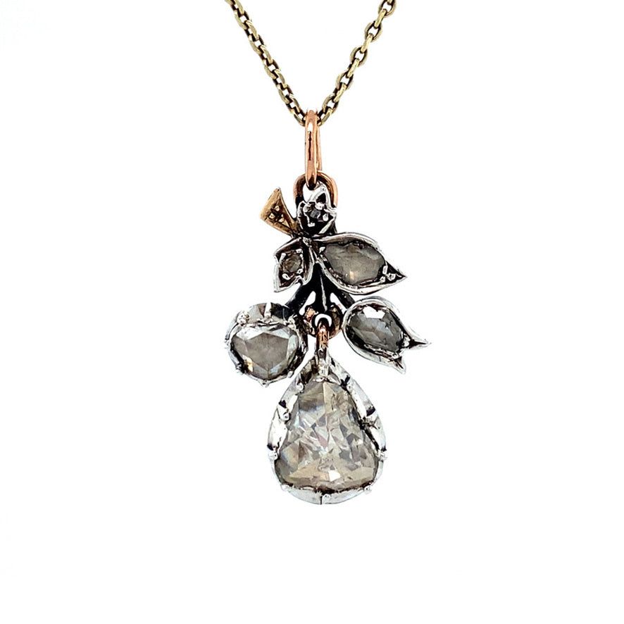 Vintage 14K Gold Pendant with Rose Cut Diamond