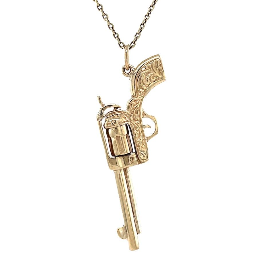 Vintage Revolver 8K Gold Pendant