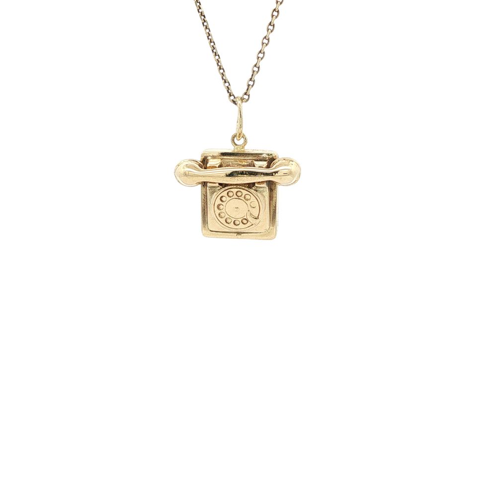 Vintage 14K Gold Telephone Pendant