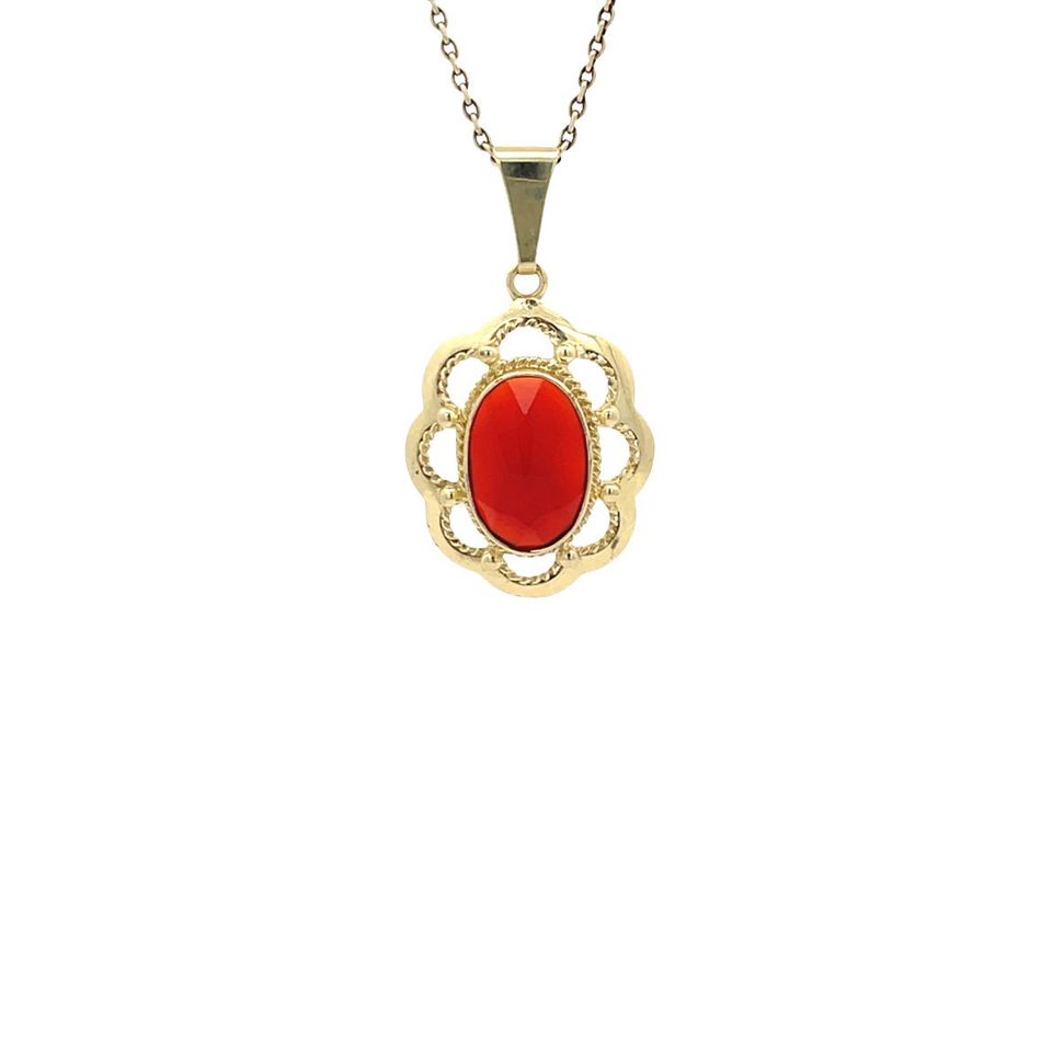 Vintage 14K Gold Pendant with Carnelian