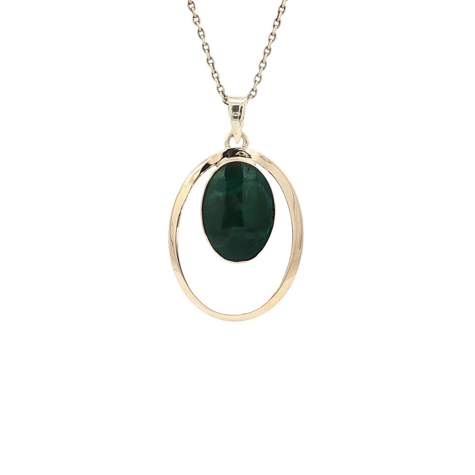 Vintage 14K Gold Pendant with Chrysocolla