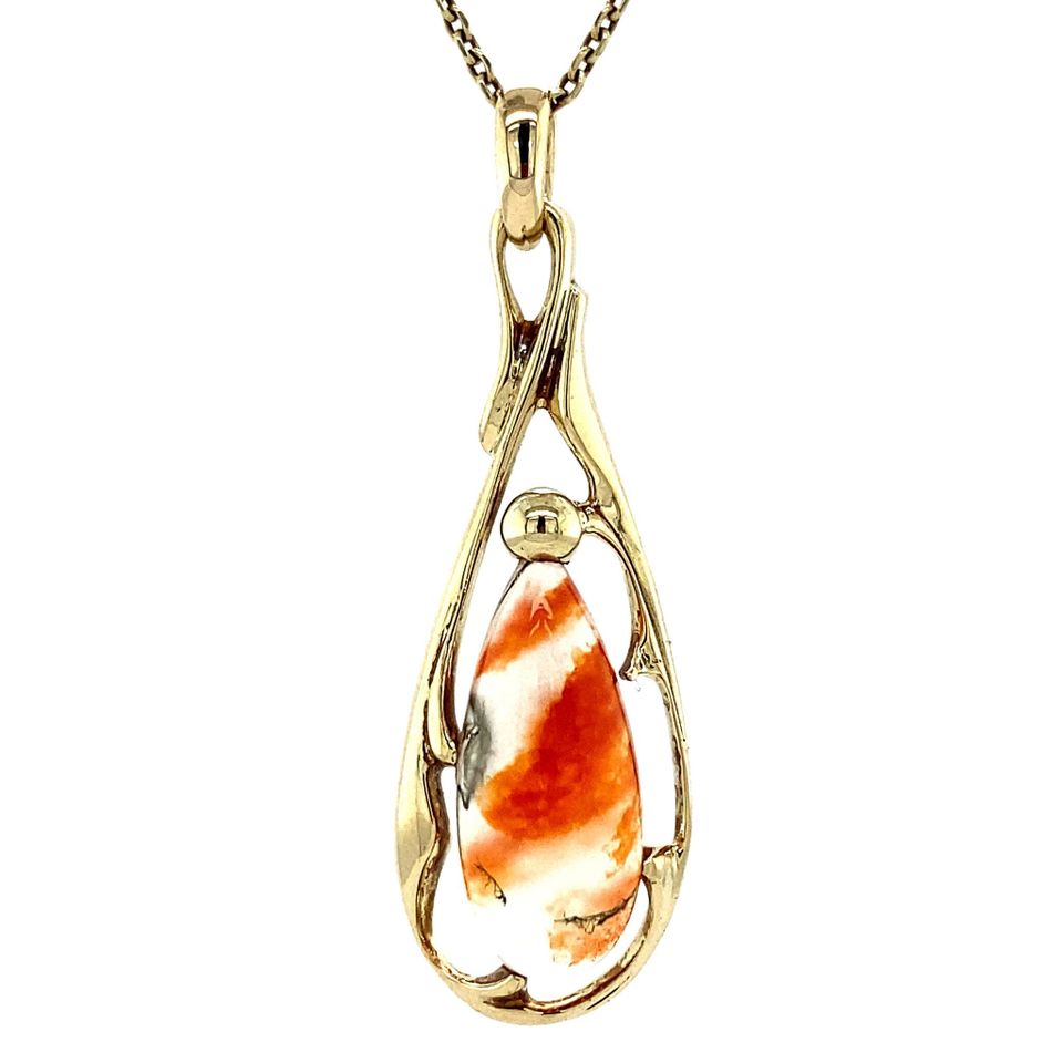 Vintage 14K Gold Pendant with Moss Agate