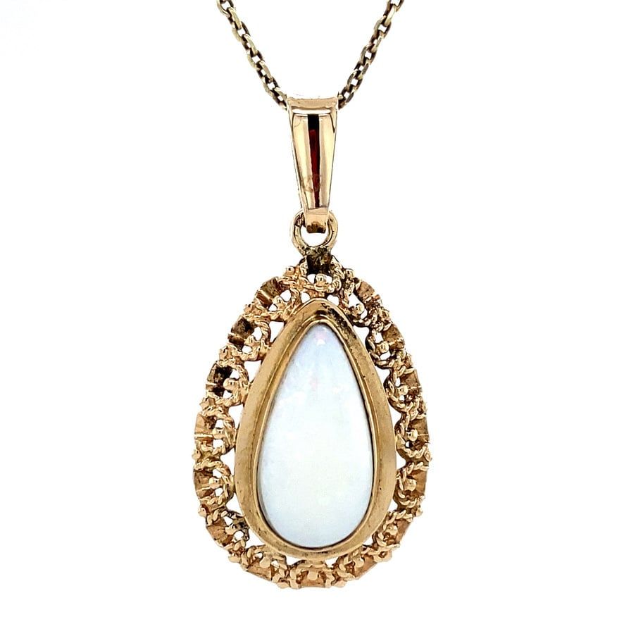 Vintage 14K Gold Pendant with Opal