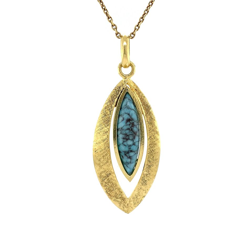 Vintage 18K Gold Pendant with Turquoise