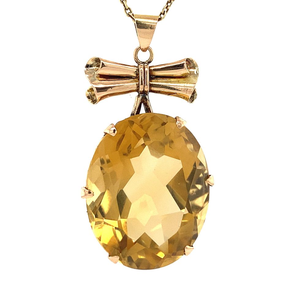 Vintage 14K Gold Pendant with Citrine