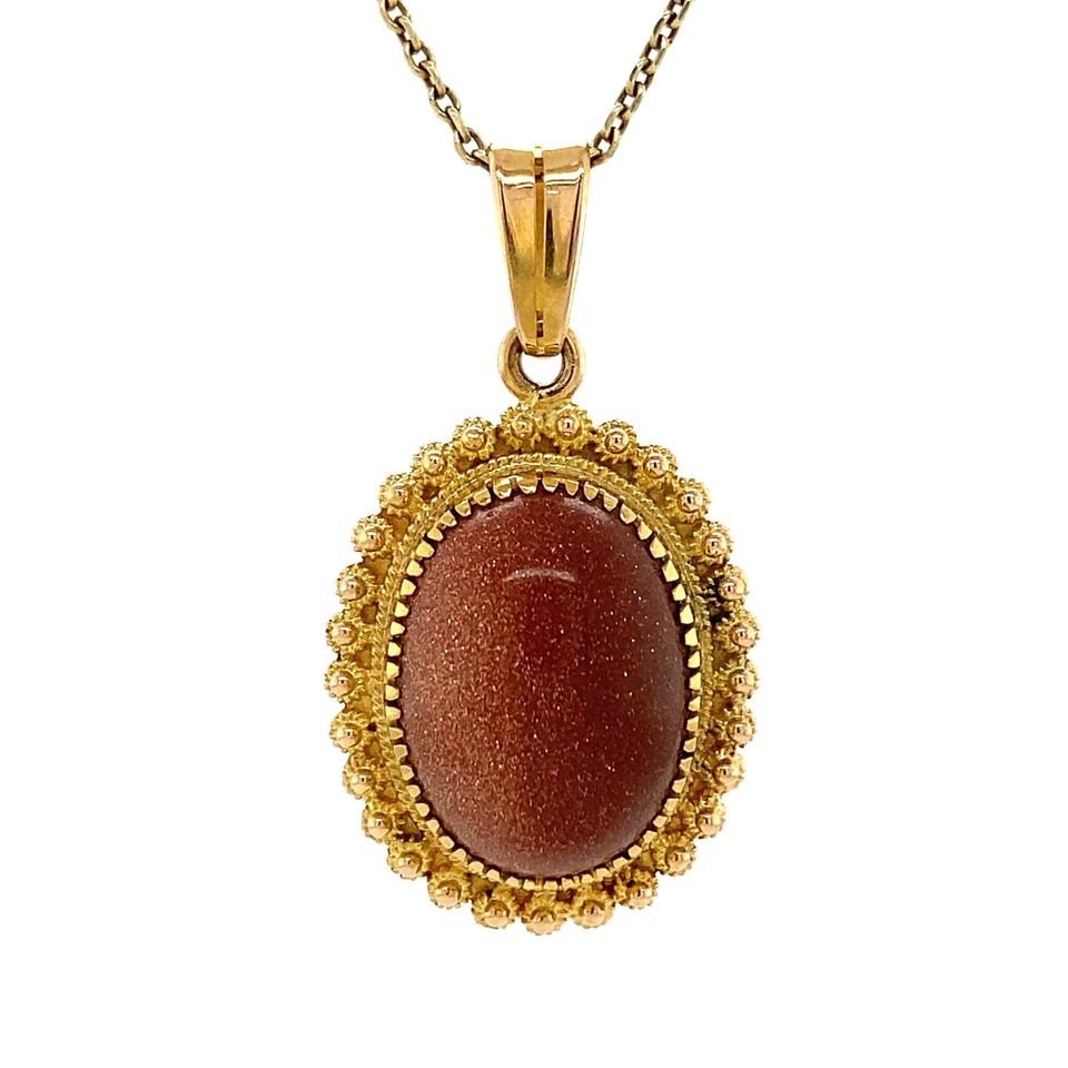 Vintage 14K Gold Pendant with Goldstone
