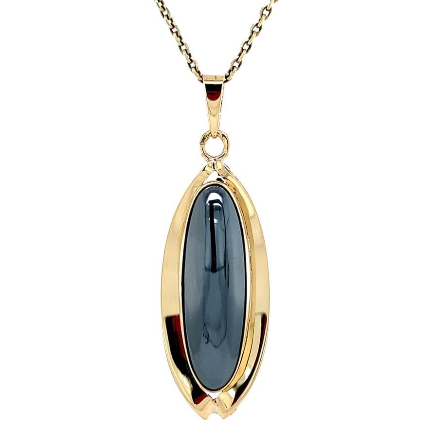 Vintage 14K Gold Pendant with Hematite