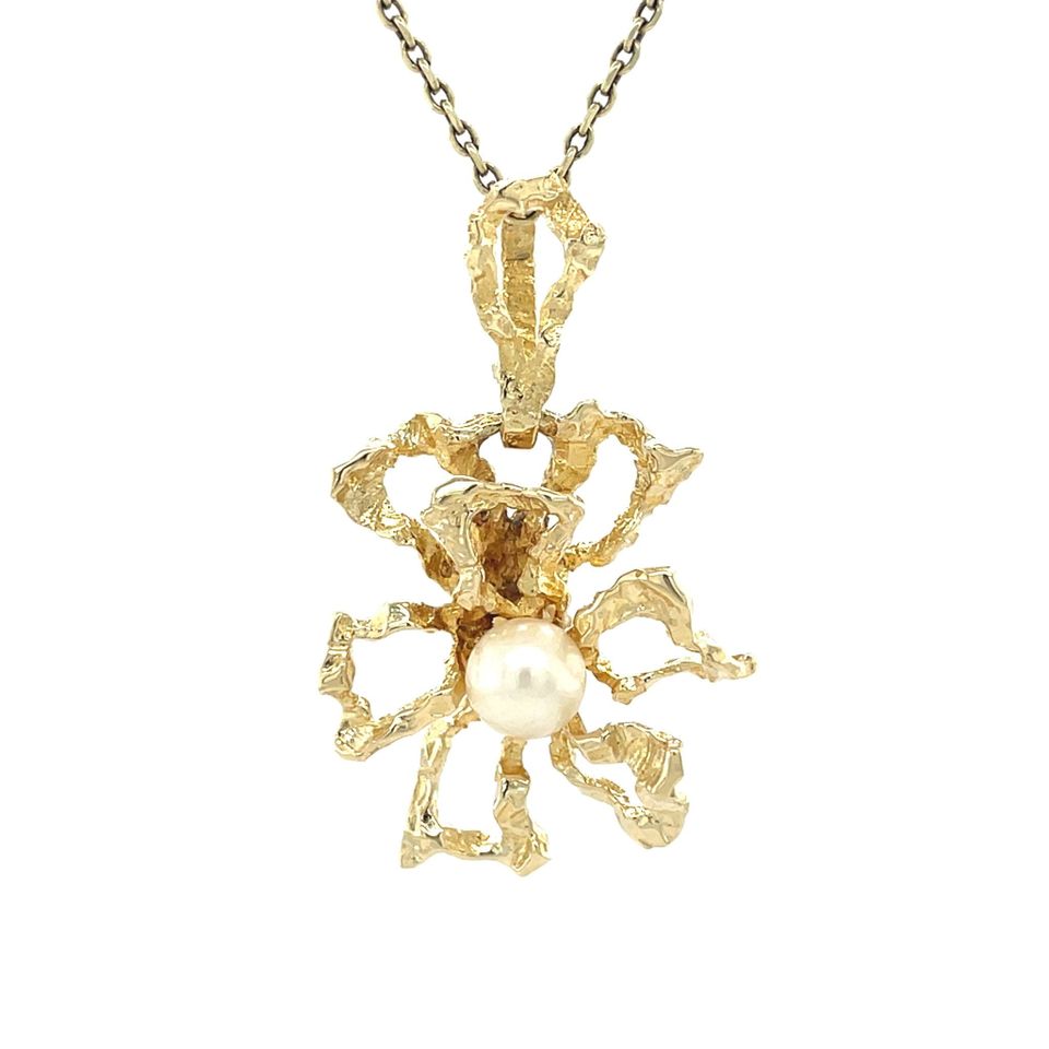 Vintage 14K Gold Pendant with Pearl