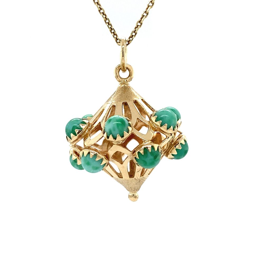 Vintage 14K Gold Pendant with Jade