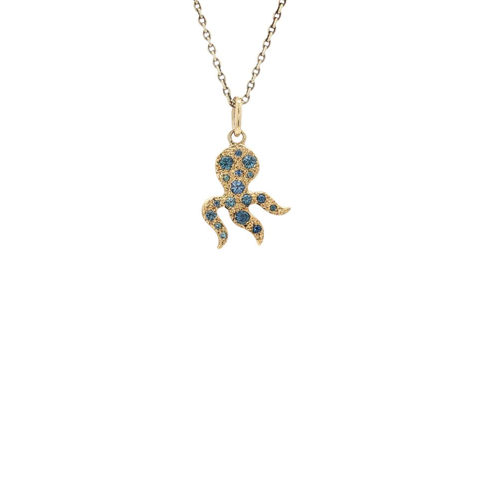 Vintage 18K Gold Ciondolo Polpo Pendant with Sapphire