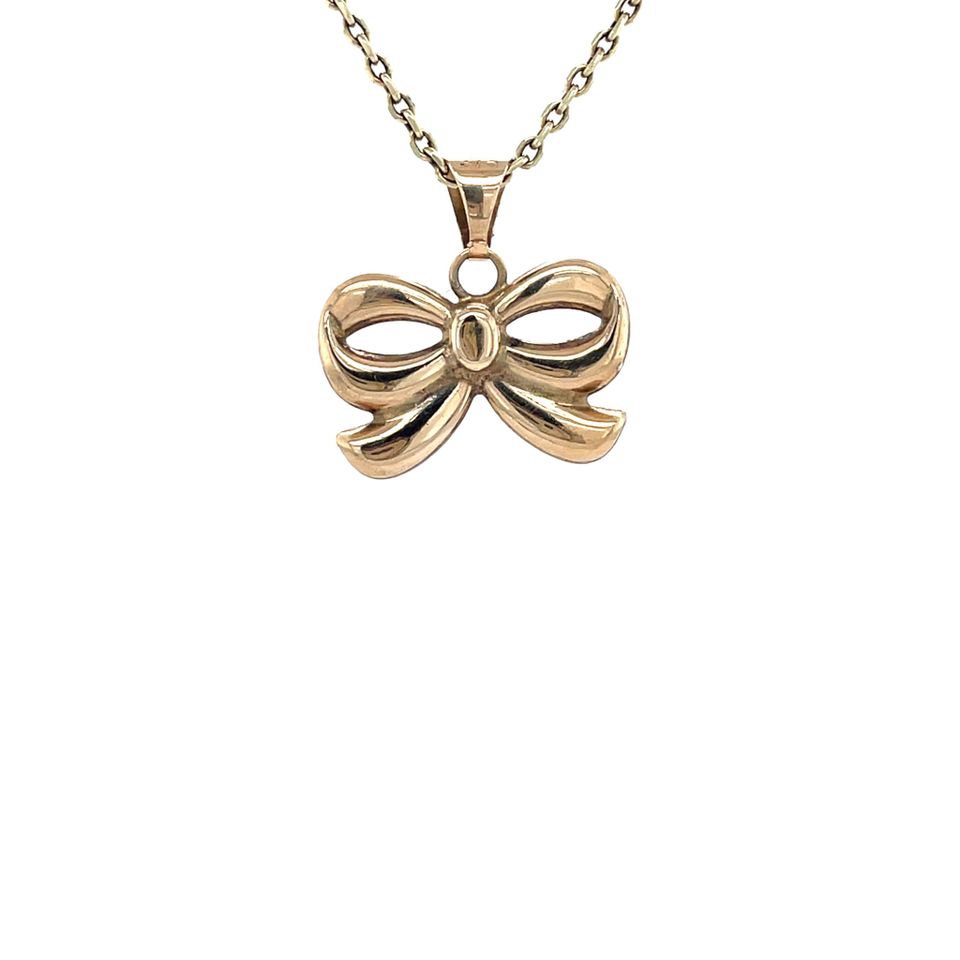 Vintage Bow 9K Gold Pendant