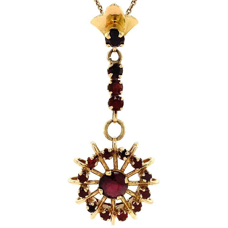 Vintage 14K Gold Pendant with Garnet