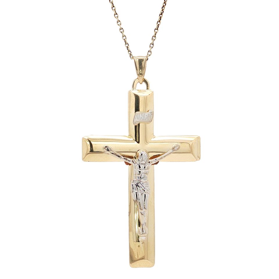 Vintage 14K Two Tone Gold Cross Pendant