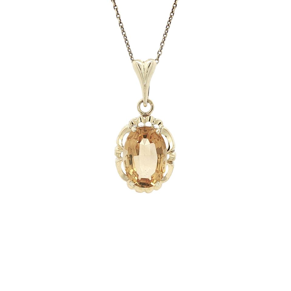 Vintage 14K Gold Pendant with Citrine
