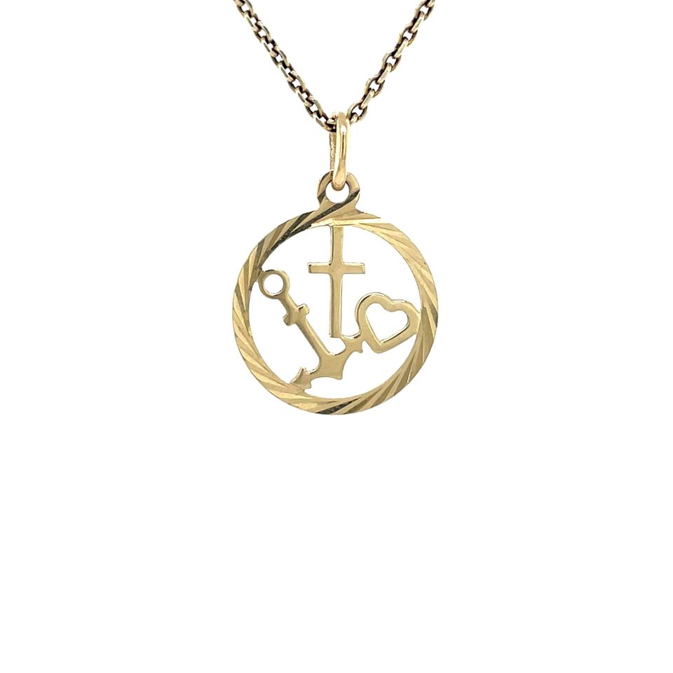 Vintage 14K Gold Faith, Hope and Love Pendant