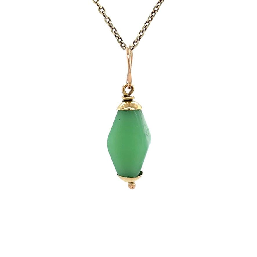 Vintage 14K Gold Pendant with Green Opal