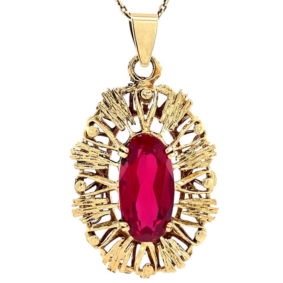 Vintage 14K Gold Pendant with Ruby