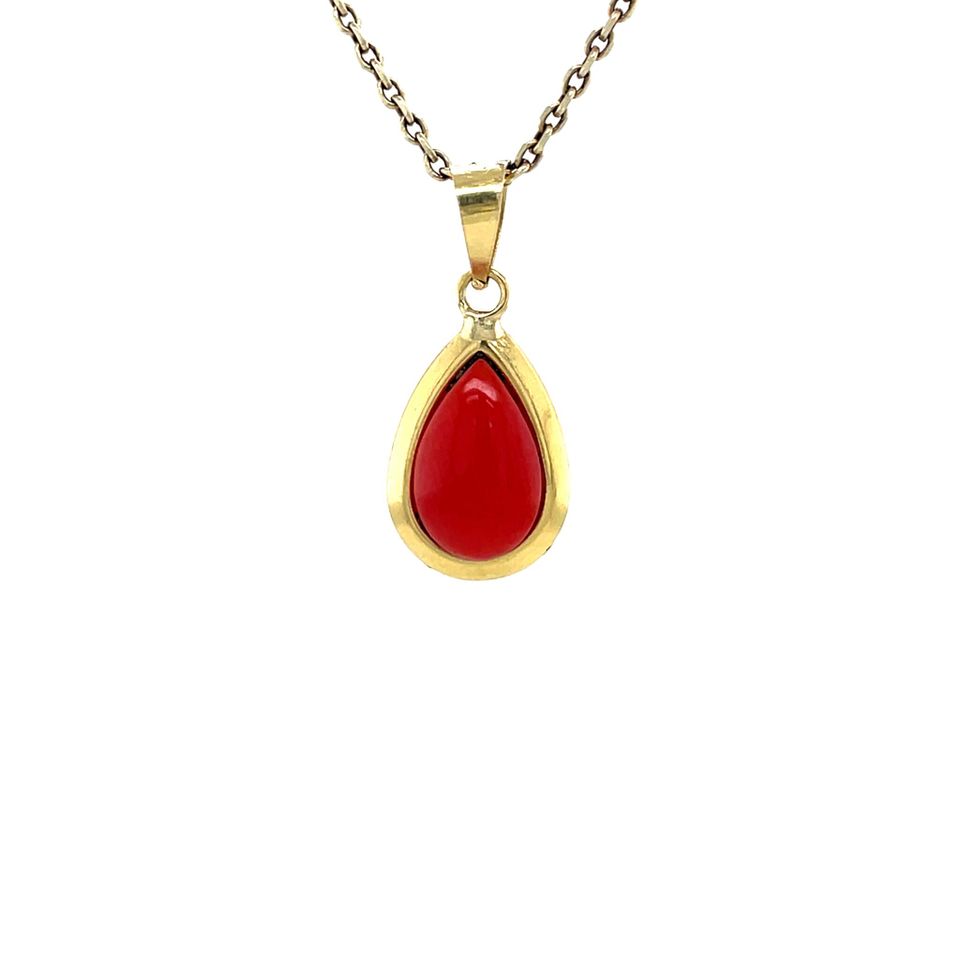 Vintage 14K Gold Pendant with Red Coral
