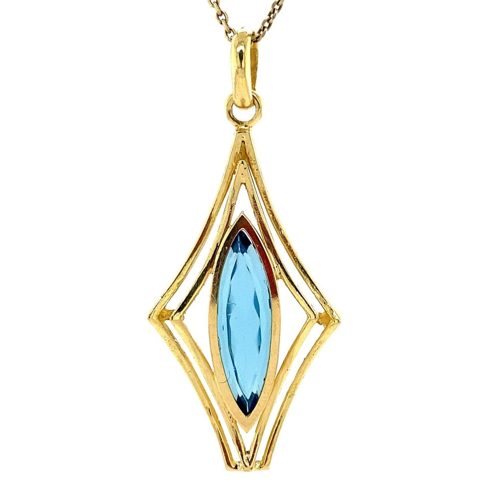 Vintage 18K Gold Pendant with Topaz