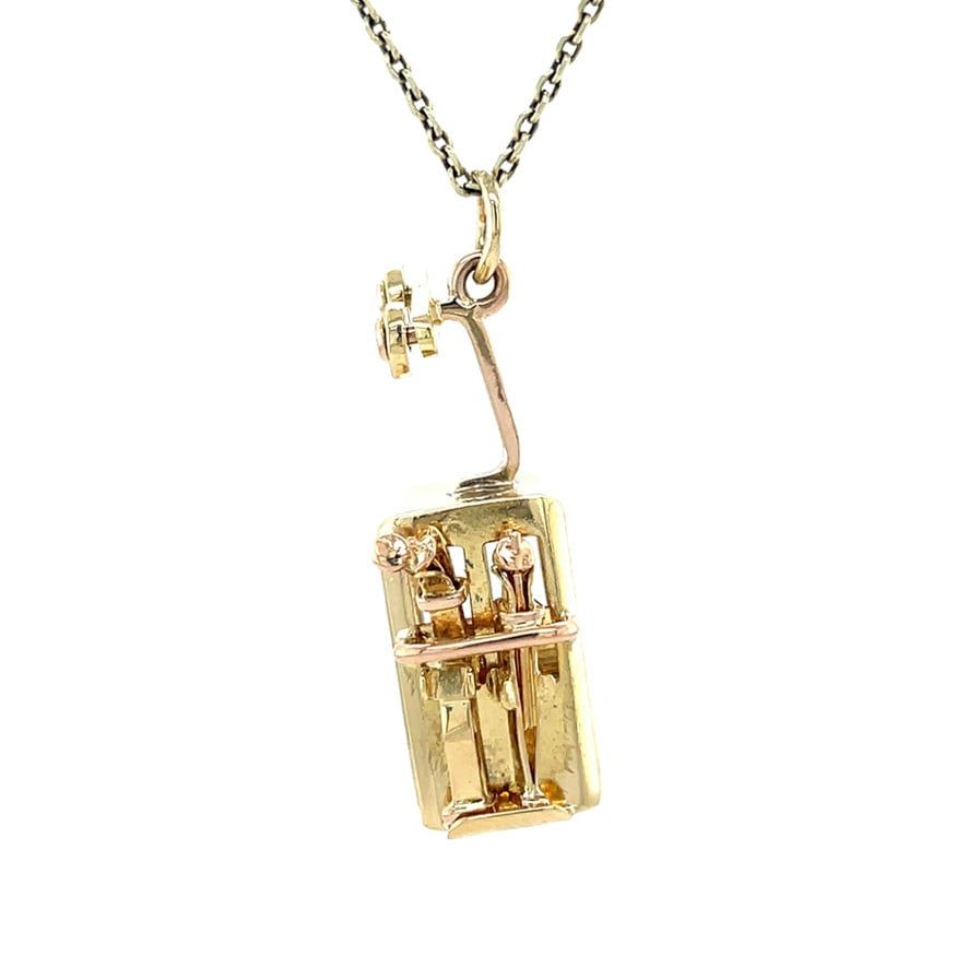 Vintage 18K Gold Skilift Pendant