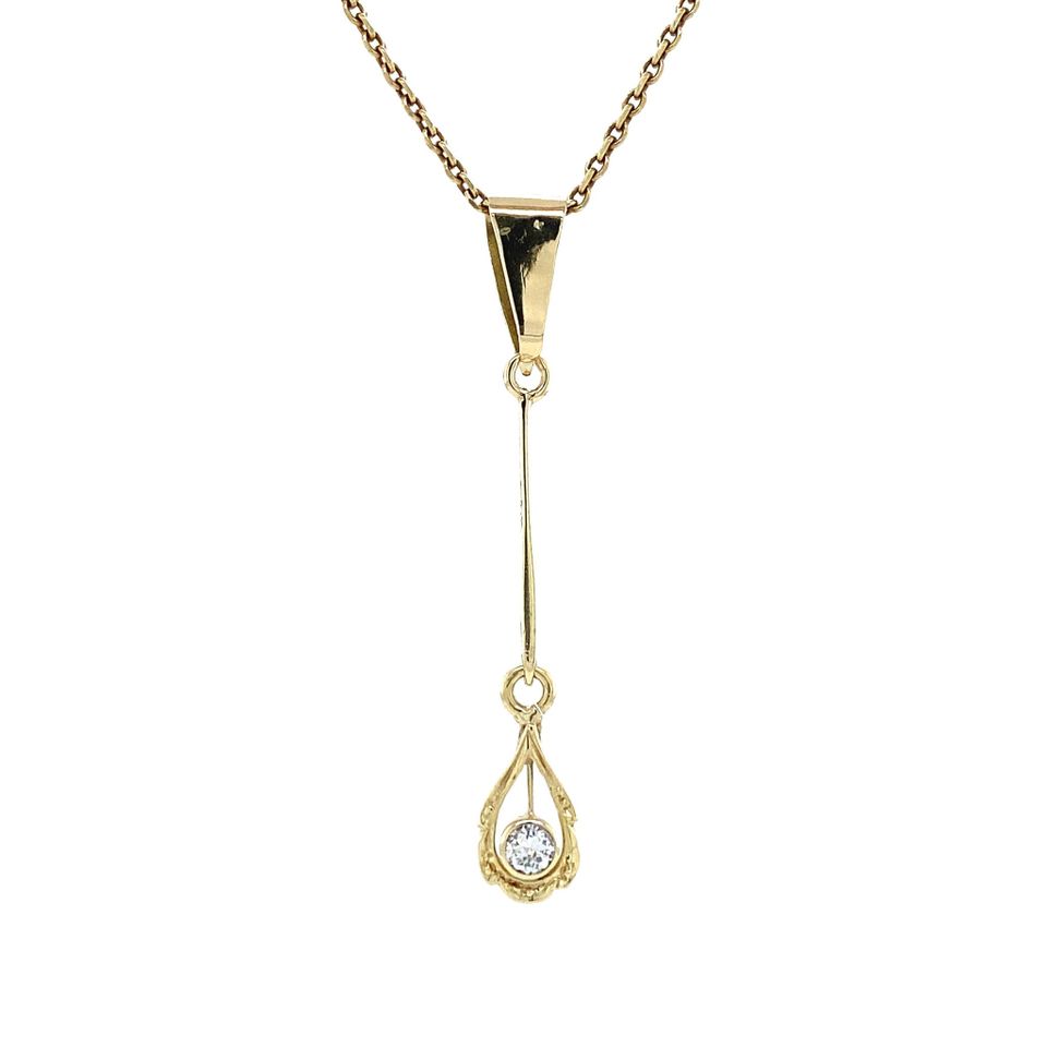 Vintage 14K Gold Pendant with Diamond