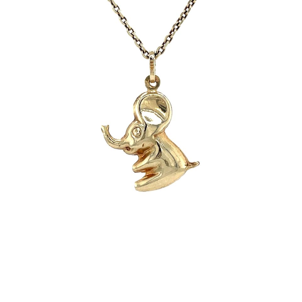 Vintage 14K Gold Elephant Pendant