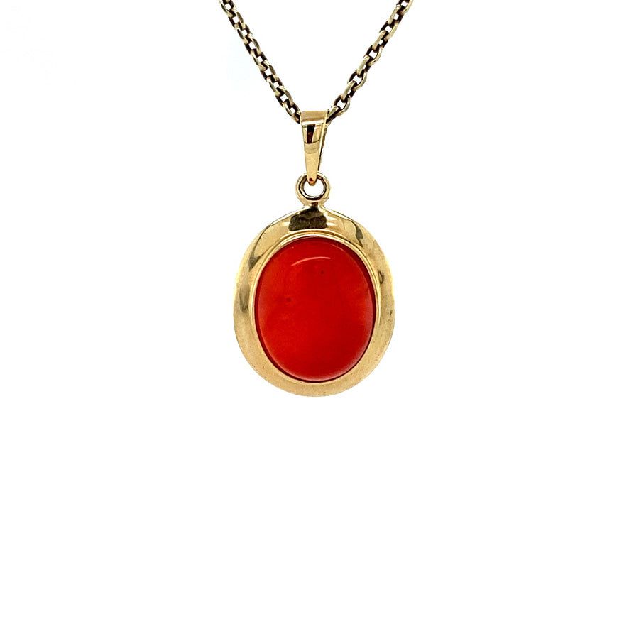 Vintage 14K Gold Pendant with Red Coral