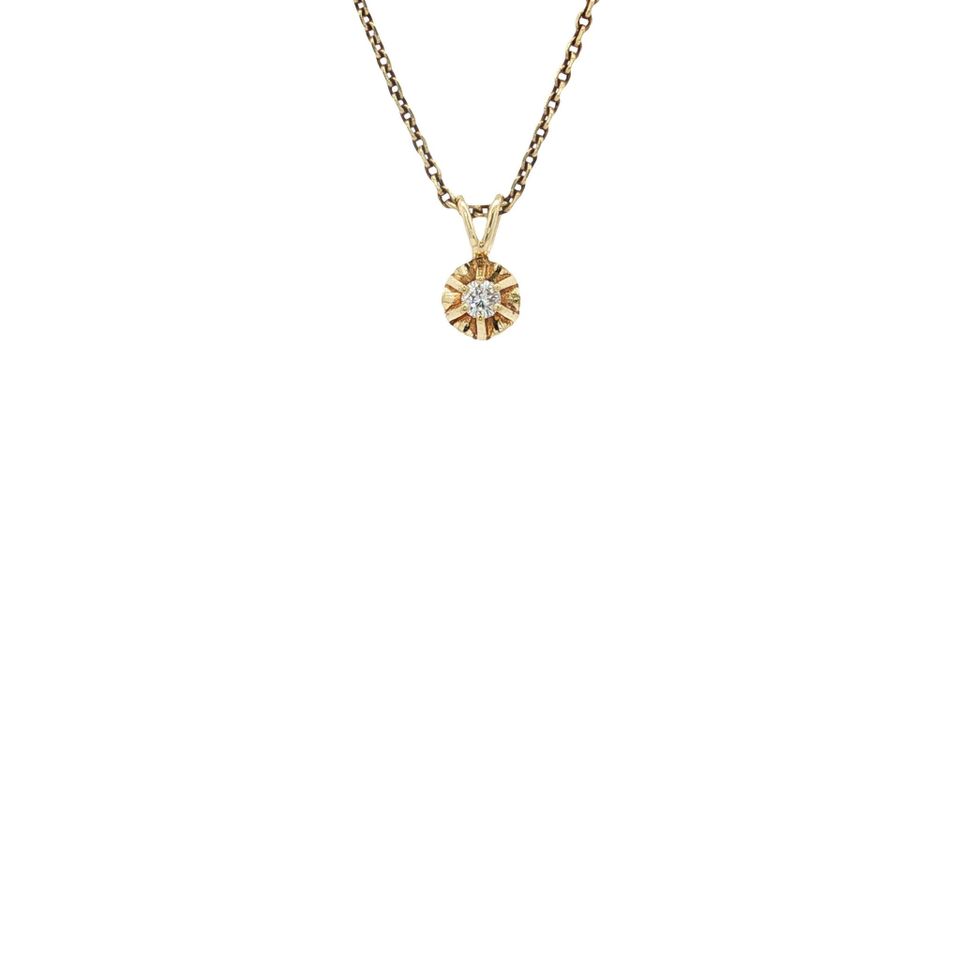 Vintage 14K Gold Solitaire Pendant with Diamond