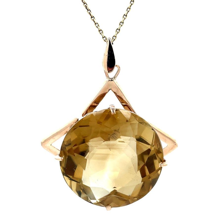 Vintage 10K Gold Pendant with Citrine