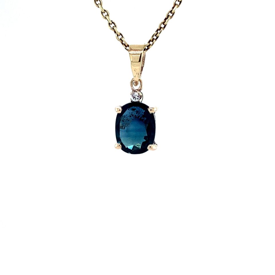 Vintage 10K Gold Pendant with Sapphire