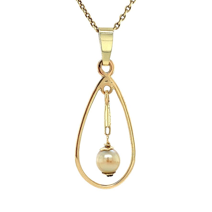 Vintage 14K Gold Pendant with Pearl